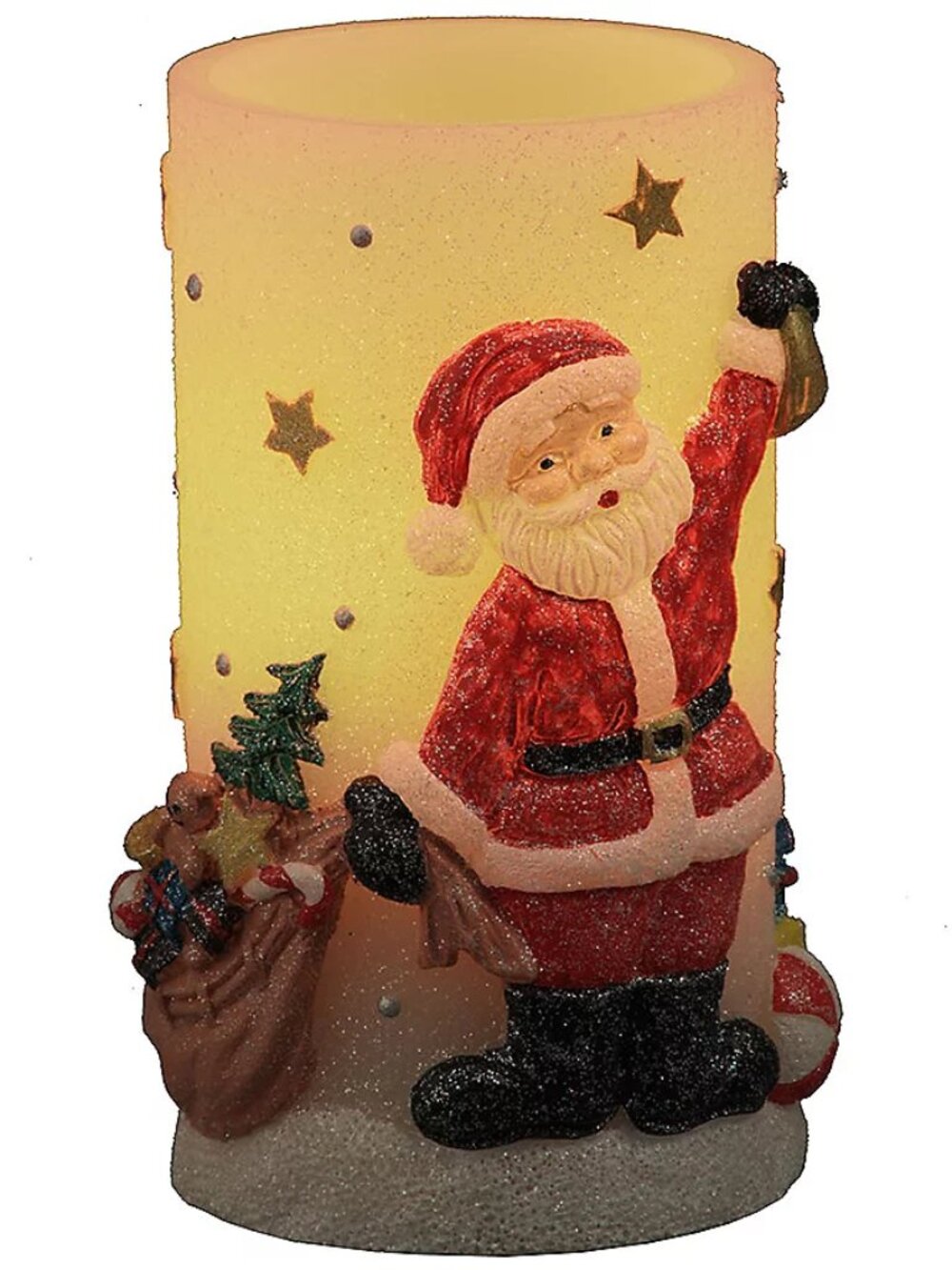 PERFECT! HOME REFLECTIONS HAND PAINTED HOLIDAY FLAMELESS CANDLE WITH TIMERS